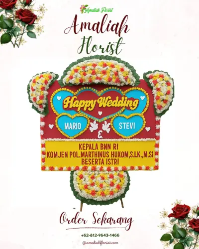 Karangan Papan Bunga Pernikahan di Kedaton